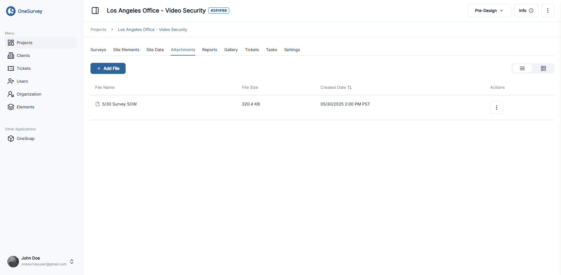 Attachments tab for uploading and managing site files.