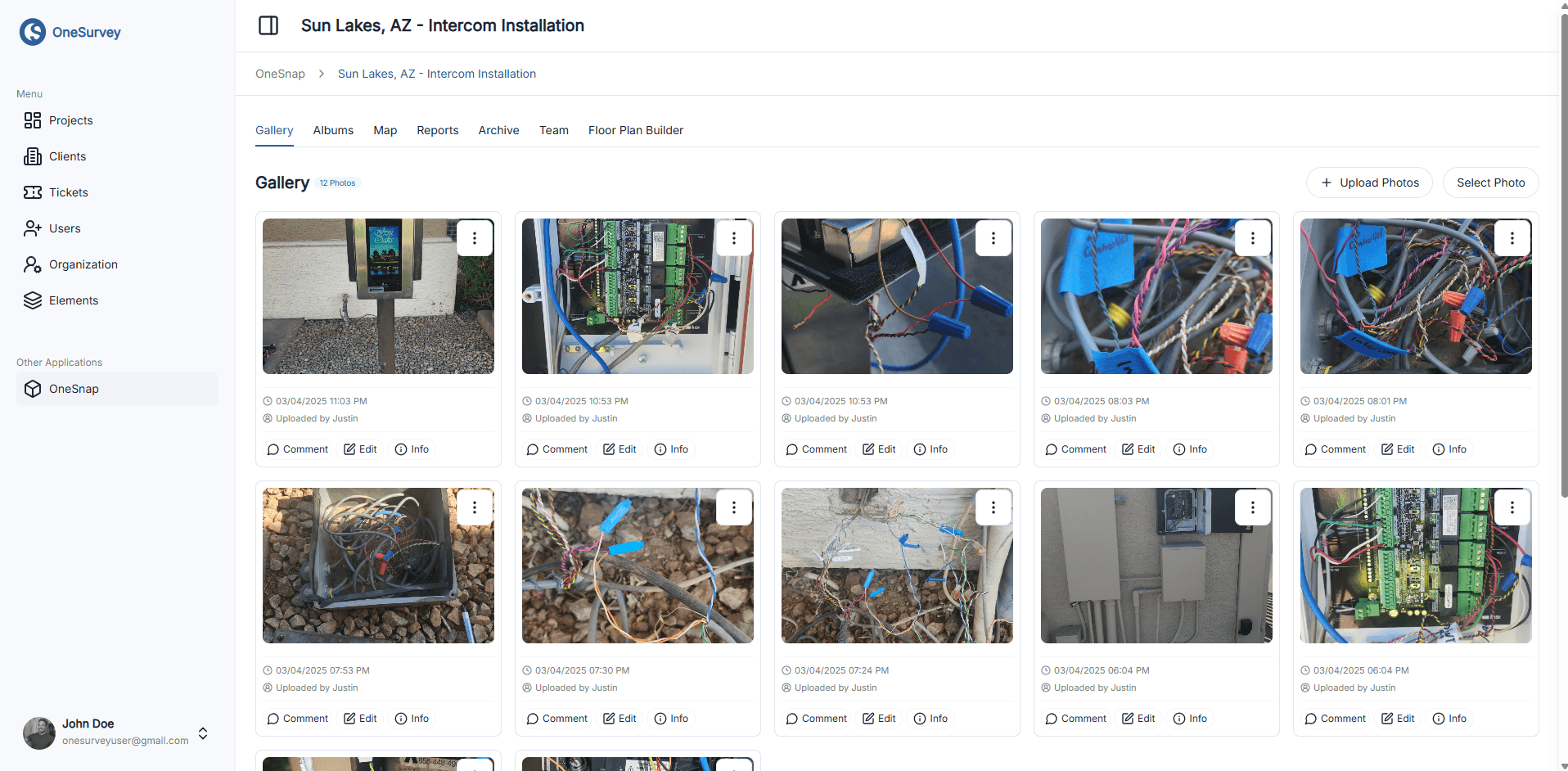 OneSnap gallery for high-volume field photo capture.
